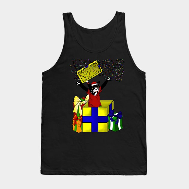 Christmas Surprise Cat Tank Top by Acrylic1101Cats